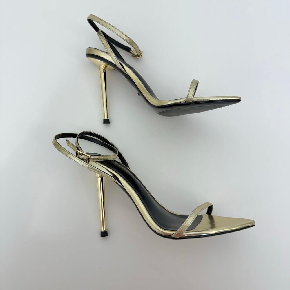 Tony Bianco Myra Sandal Heels Gold Metallic Nappa Leather Size 6 - Picture 4 of 11